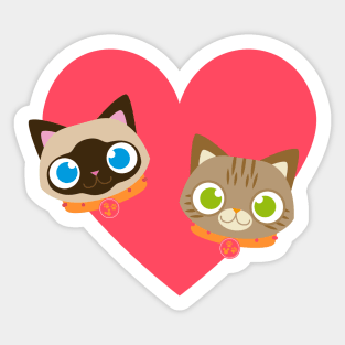 Olive and Apple- Two Cats and a Mouse Sticker